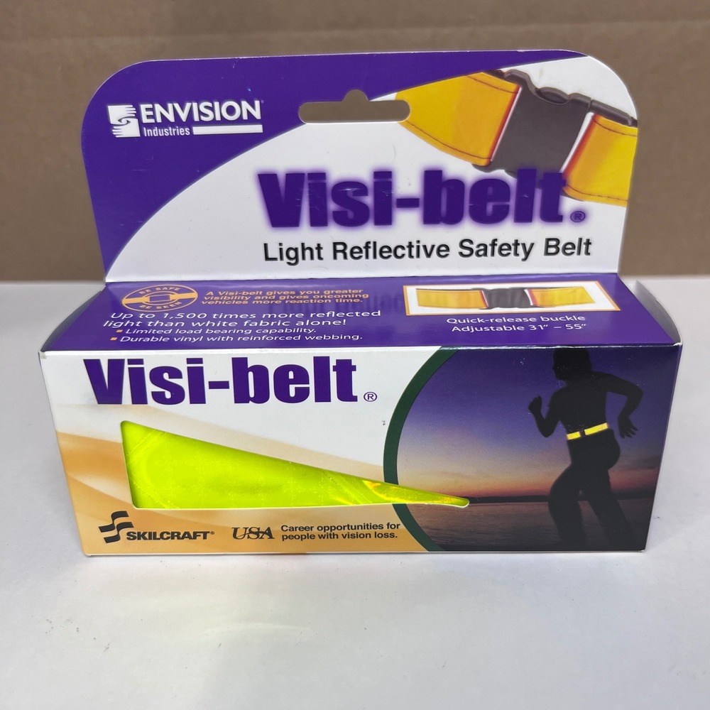 NEW Visi-belt Reflective Safety Belt Yellow Adjustable 31-55in Military Running
